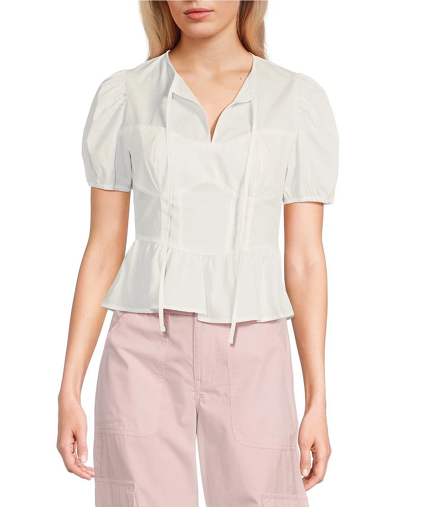 GB Woven Peplum Poplin Top