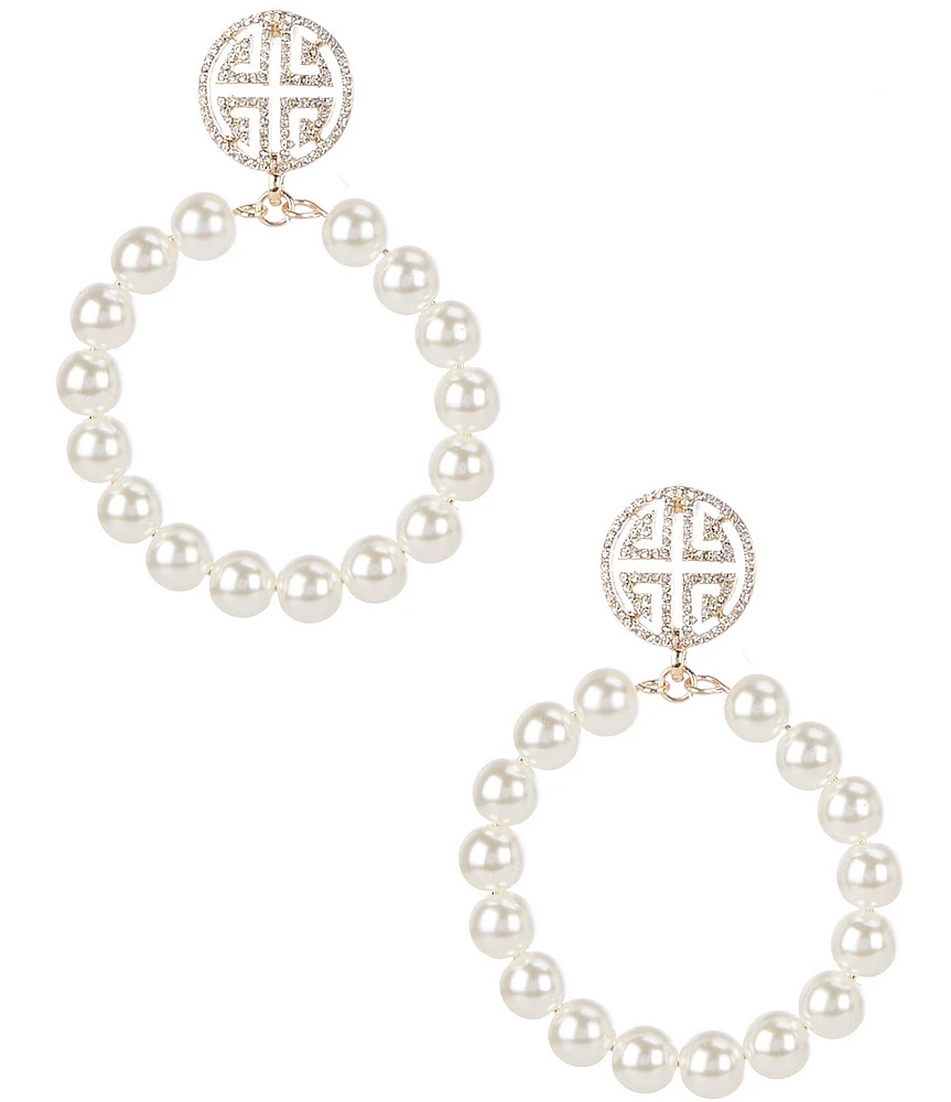 Gemma Layne Geometric Post with Pearl Hoop Orbital Drop Earrings