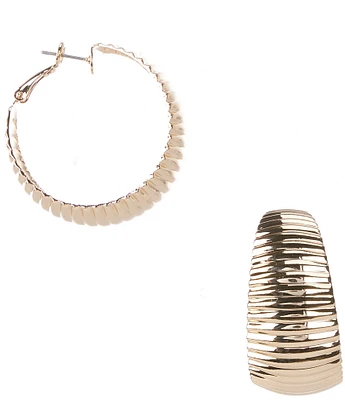 Gemma Layne Textured Puffy Hoop Earrings
