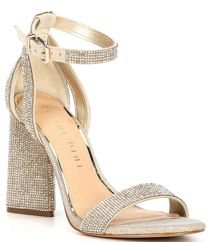 Gianni Bini Dericka Rhinestone Ankle Strap Block Heel Dress Sandals