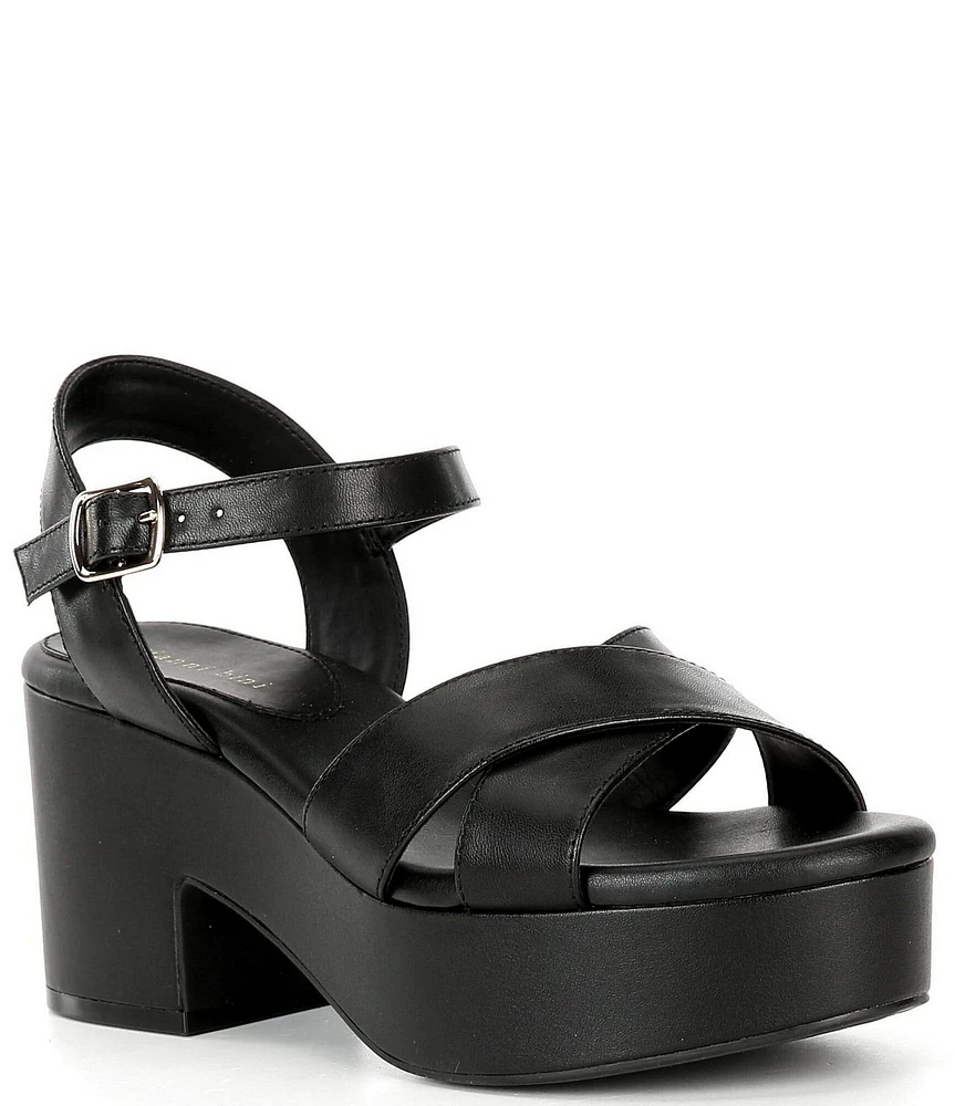 Gianni Bini Joize Leather Cross Band Platform Sandals