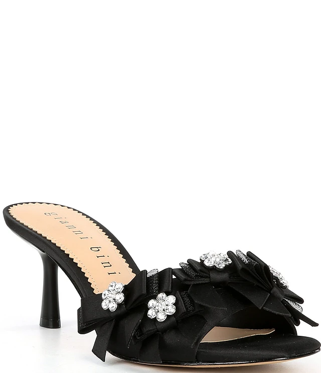 gianni bini bridget beaded dress Gianni Bini Lele Satin Rhinestone Embellished Bow Ornament Dress Slide  Sandals