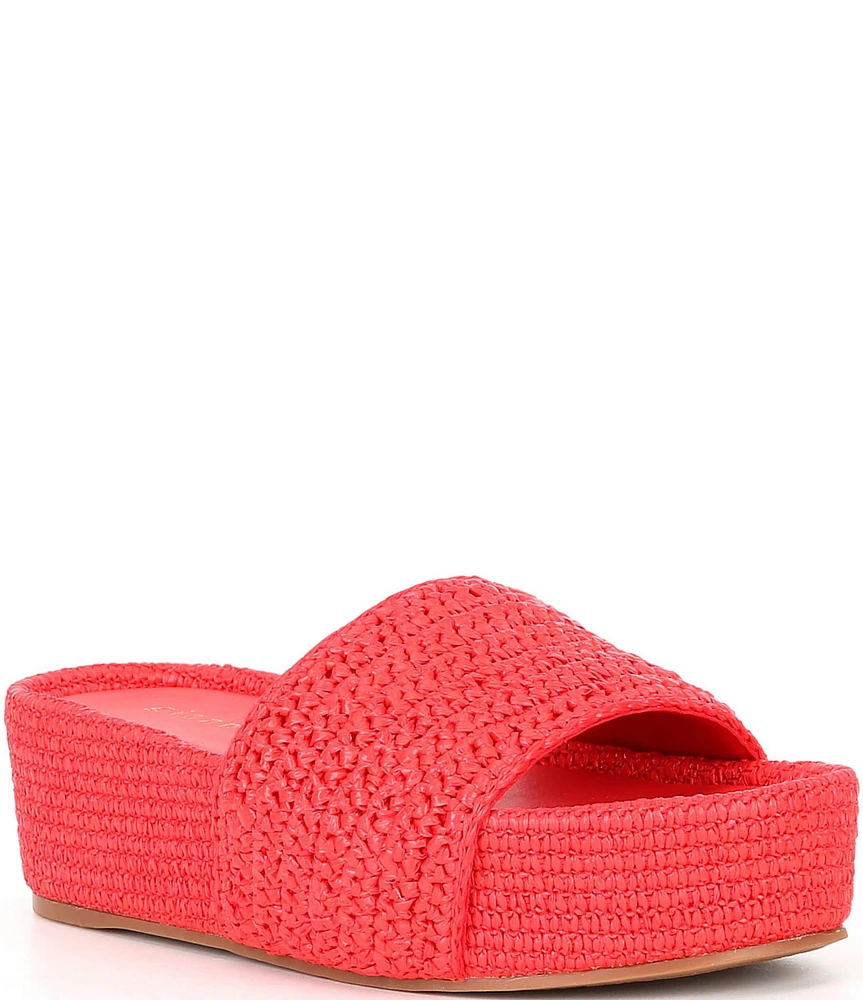 Gianni Bini Owens Raffia Platform Slide Sandals