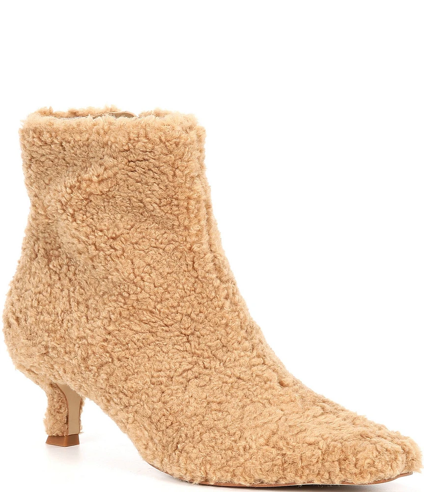 Gianni Bini Palmero Faux Shearling Snip Toe Kitten Heel Booties