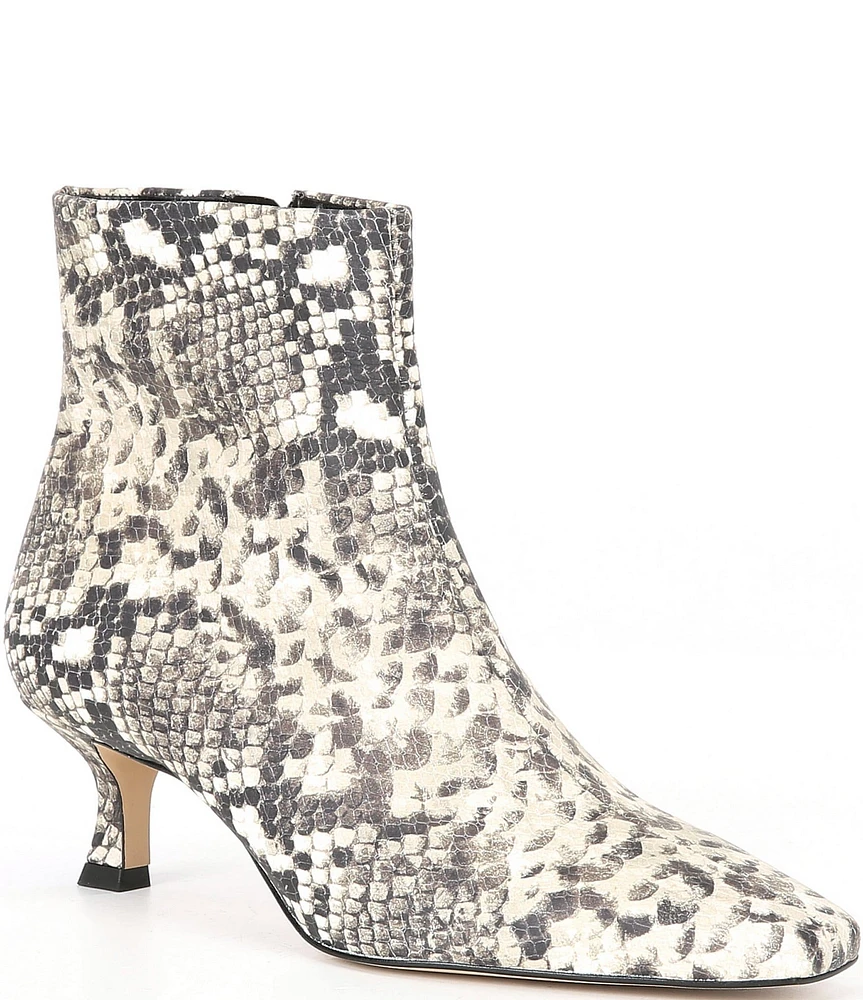 Gianni Bini Palmero Snake Print Snip Toe Kitten Heel Booties