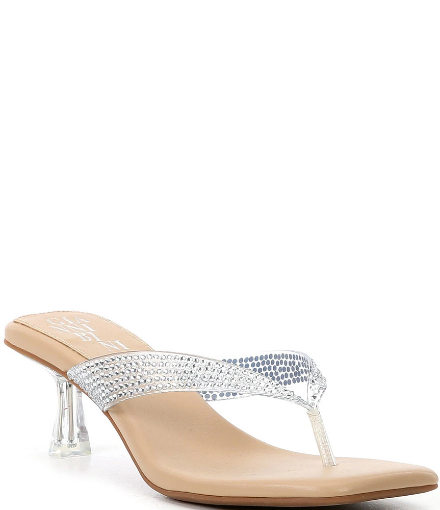 Gianni Bini VagaThree Rhinestone Clear Thong Sandals