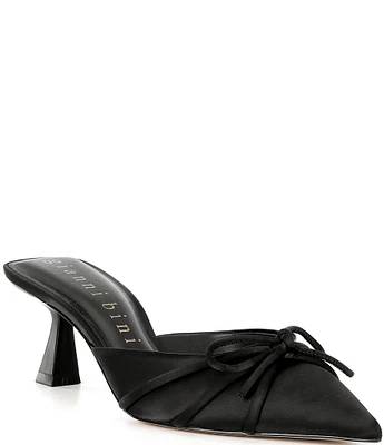 Gianni Bini Webbie Satin Bow Detail Pointed Toe Dress Mules