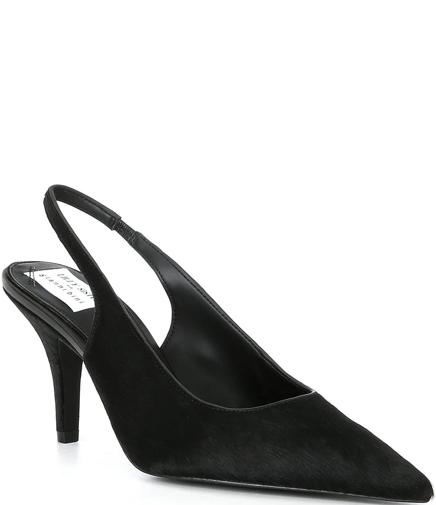 Gianni Bini x Lilly Sisto Lola Haircalf Pointed Toe Slingback Pumps