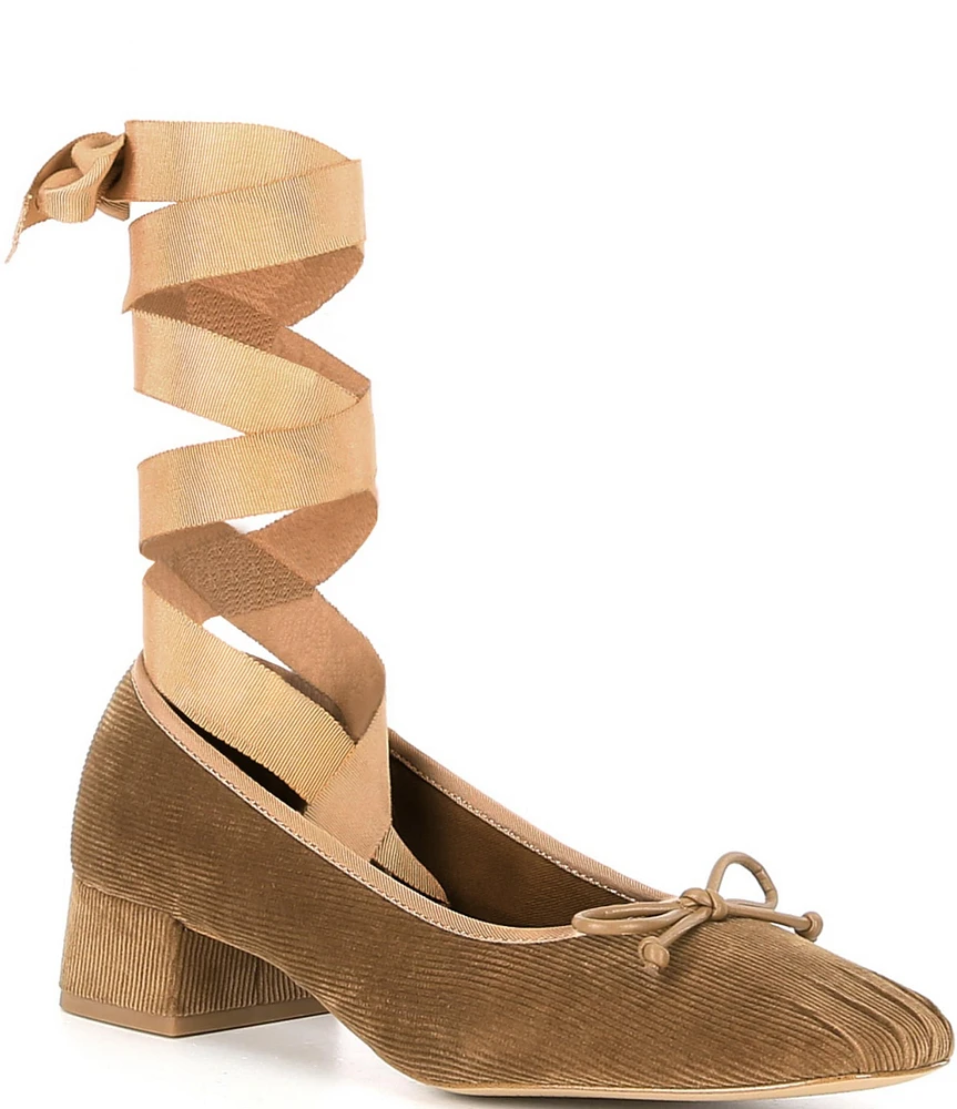 Gianni Bini x Lilly Sisto Nell Corduroy Ankle Wrap Pumps