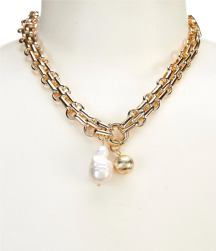 Gianni Bini x Shea Leigh Mills Sunday Short Pearl Pendant Chain Necklace
