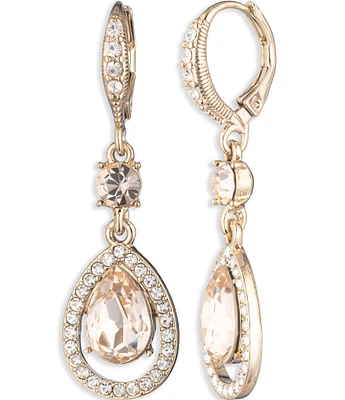 Givenchy Crystal Gold Tone Silk Linear Earrings