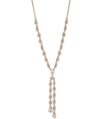 Givenchy Gold Tone Crystal Pave Pear Y Necklace