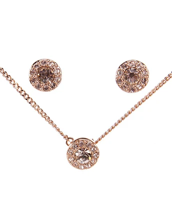 Givenchy Crystal Rose Gold & Pave Necklace & Earrings Set