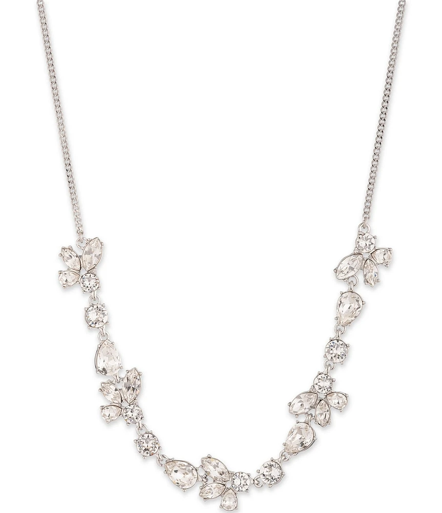 Givenchy Silver Tone Crystal Frontal Collar Necklace