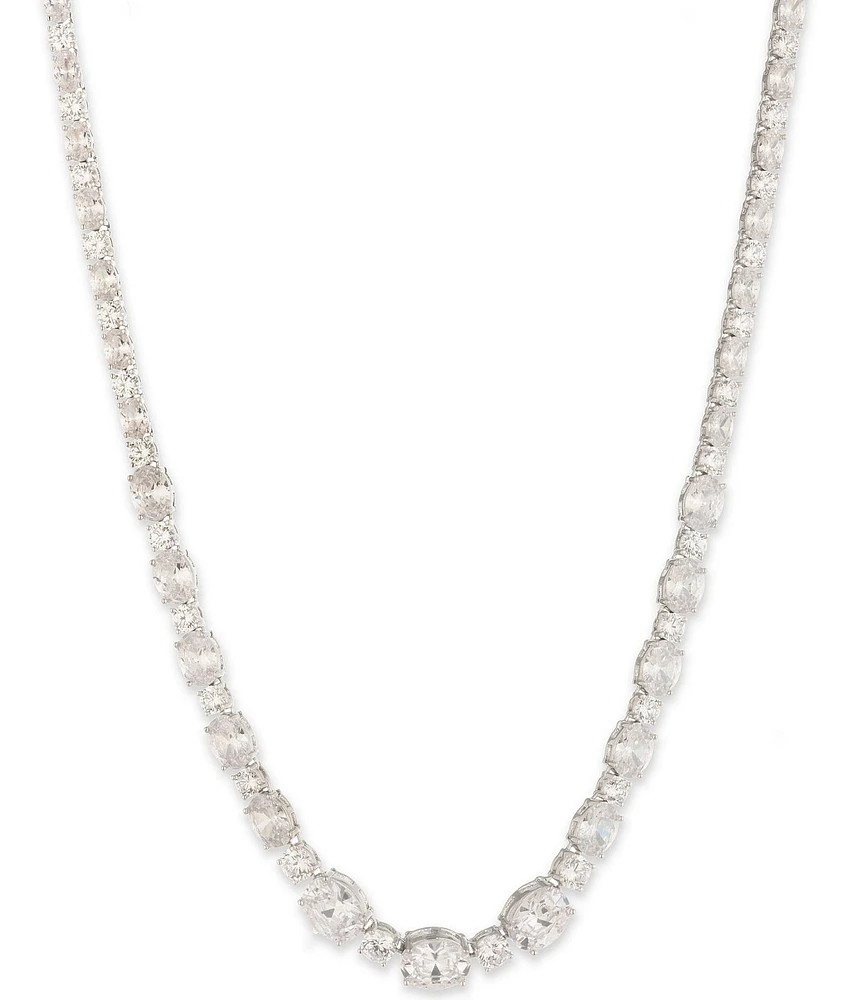 Givenchy Silver Tone Crystal Large Tennis Collar Necklace