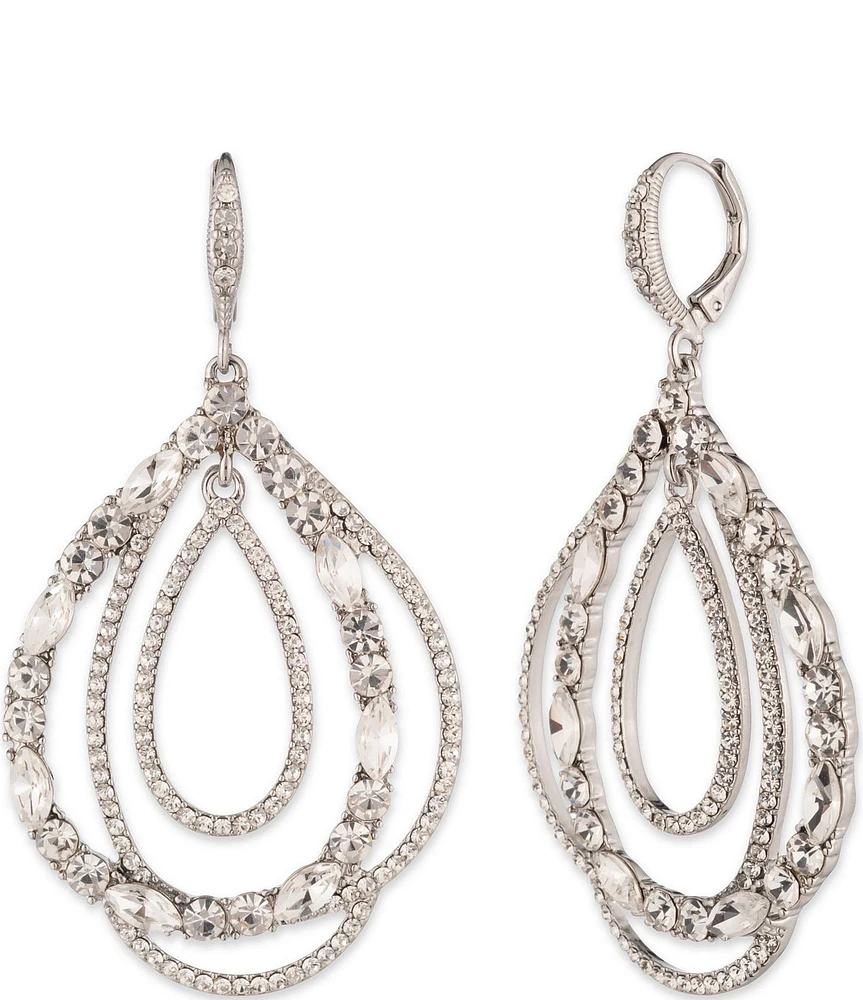 Givenchy Silver Tone Crystal Orbital Drop Earrings
