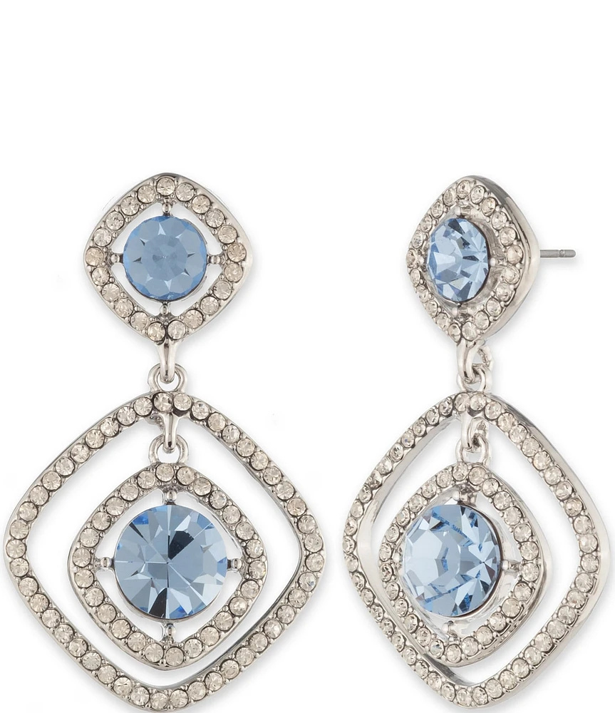 Givenchy Silver Tone Light Sapphire Orbital Drop Earrings