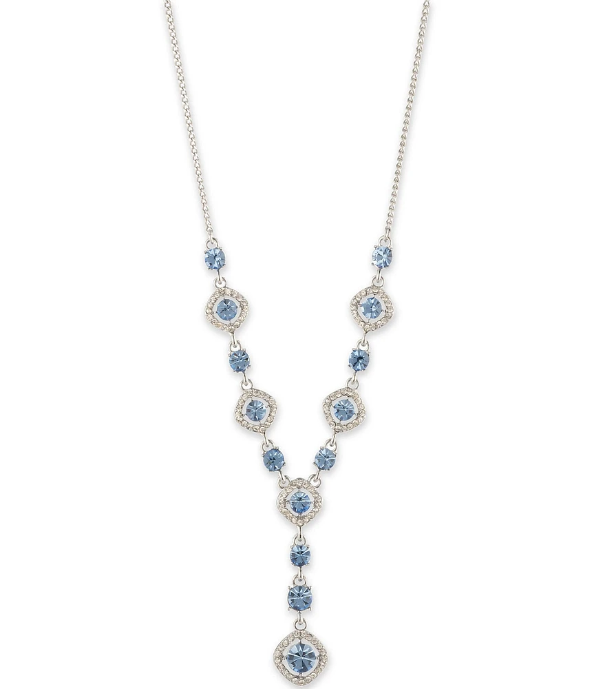 Givenchy Silver Tone Light Sapphire Y Necklace