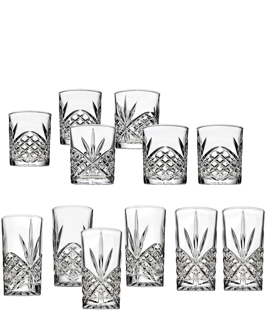 Godinger Dublin Crystal Double Old Fashion & Highball Glassware Set, 12-Piece