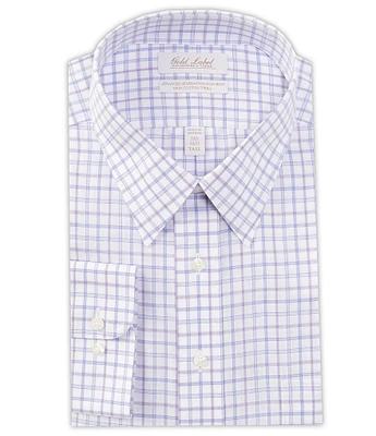 Gold Label Roundtree & Yorke Big & Tall Non-Iron Point Collar Checked Plaid Twill Dress Shirt