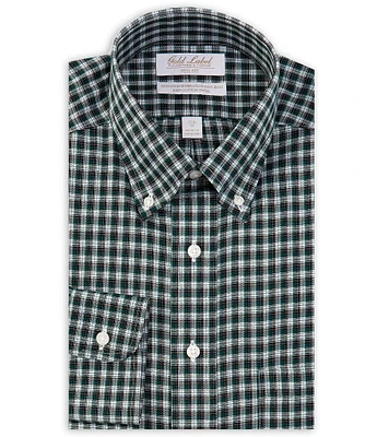 Gold Label Roundtree & Yorke Big & Tall Full Fit Non-Iron Button-Down Collar Checked Twill Dress Shirt