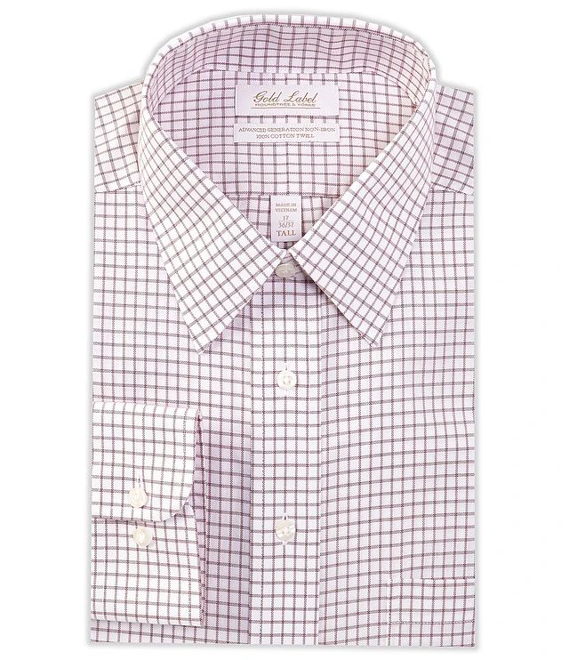 Roundtree & Yorke Gold Label Roundtree & Yorke Big & Tall Non-Iron Point Collar Grid Print Twill Dress Shirt | Liberty Center Roundtree & Yorke Gold Label Roundtree & Yorke Big & Tall Non-Iron Point Collar Grid Print Twill Dress Shirt | Liberty Center