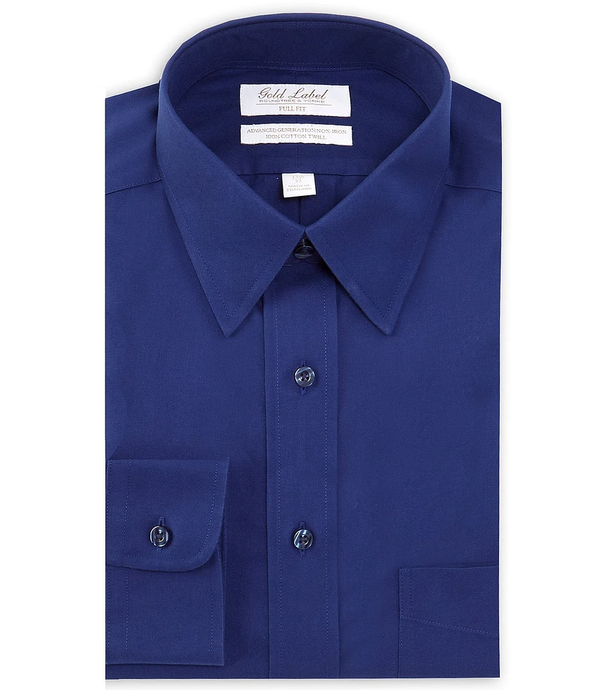 Gold Label Roundtree & Yorke Big & Tall Full Fit Non-Iron Point Collar Solid Twill Dress Shirt