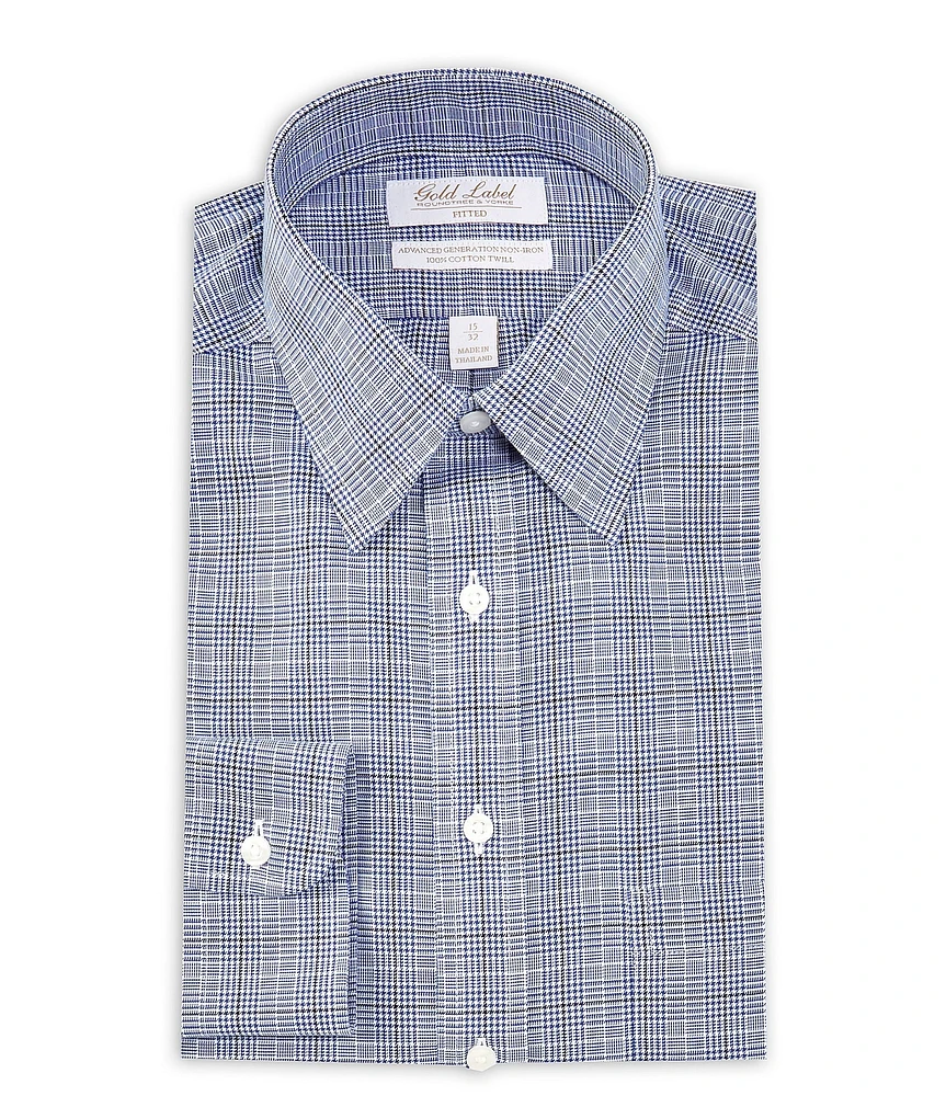 Gold Label Roundtree & Yorke Big & Tall Full Fit Non-Iron Point Collar Twill Plaid Dress Shirt