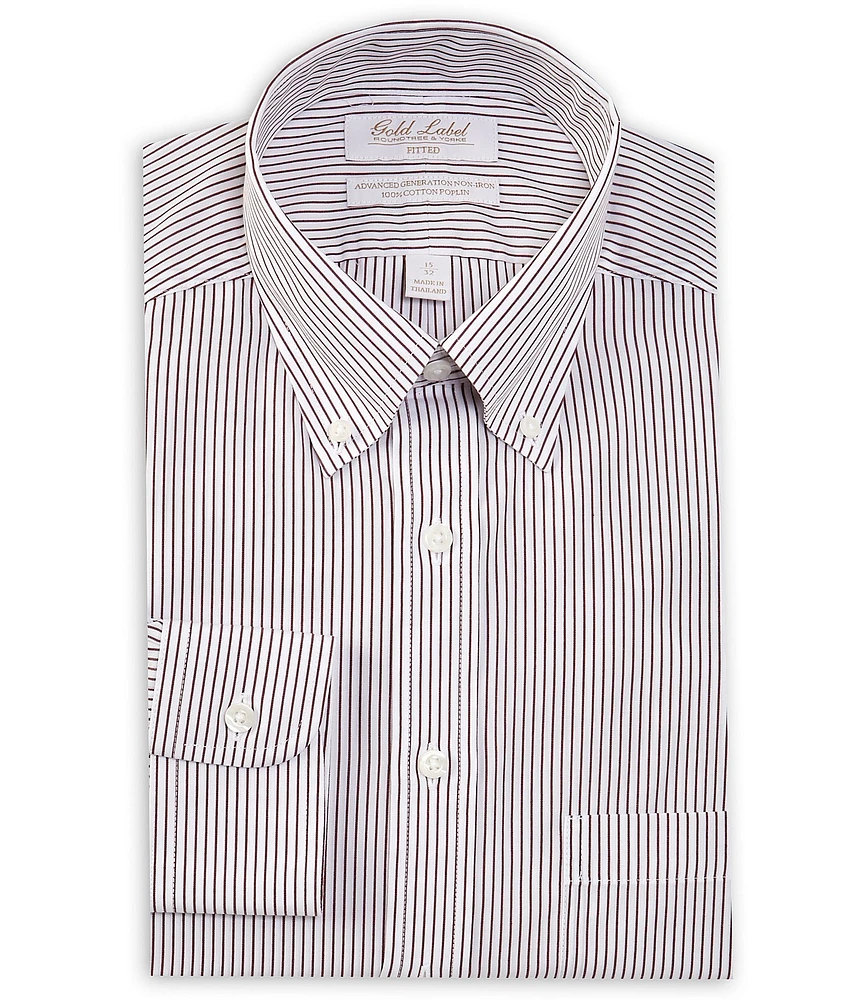 Gold Label Roundtree & Yorke Big & Tall Non-Iron Button-Down Stripe Tall Dress Shirt