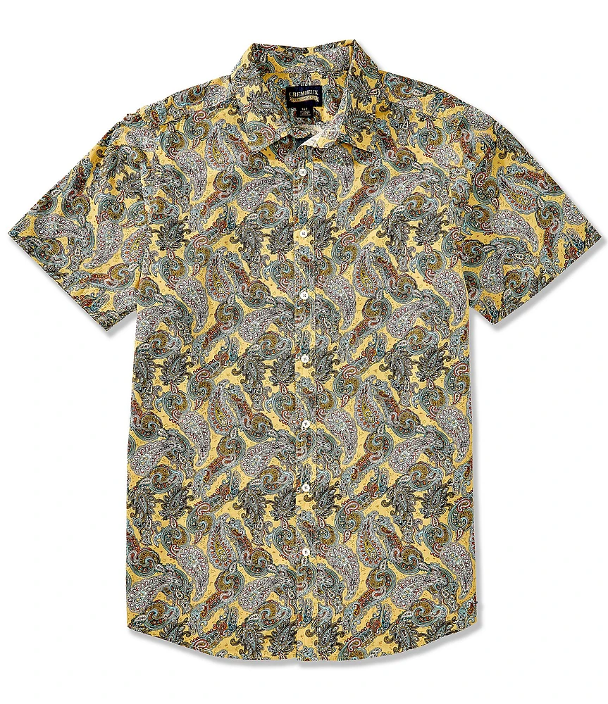 Cremieux Big & Tall Non-Iron Short Sleeve Multi Paisley Poplin Sport Shirt