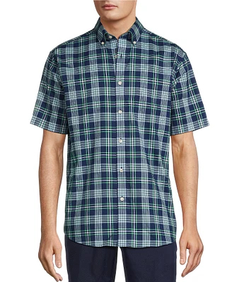 Gold Label Roundtree & Yorke Big & Tall Non-Iron Short Sleeve Plaid Sport Shirt