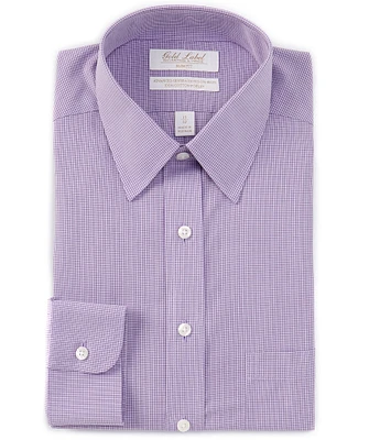 Gold Label Roundtree & Yorke Big & Tall Non-Iron Point Collar Checked Pattern Dress Shirt