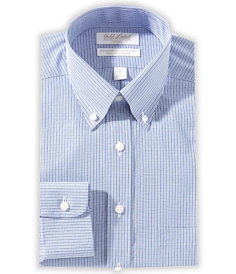 Gold Label Roundtree & Yorke Denton Classic Fit Non-Iron Button Down Collar Checked Dress Shirt