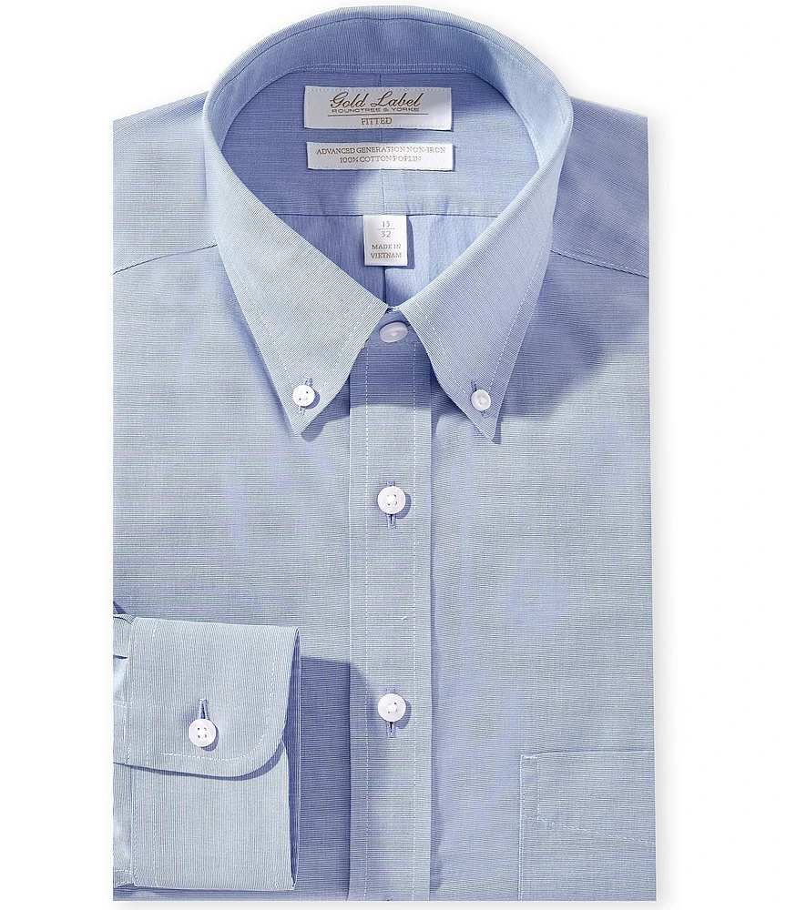 Gold Label Roundtree & Yorke Denton Fitted Non-Iron Button Down Collar Solid Dress Shirt