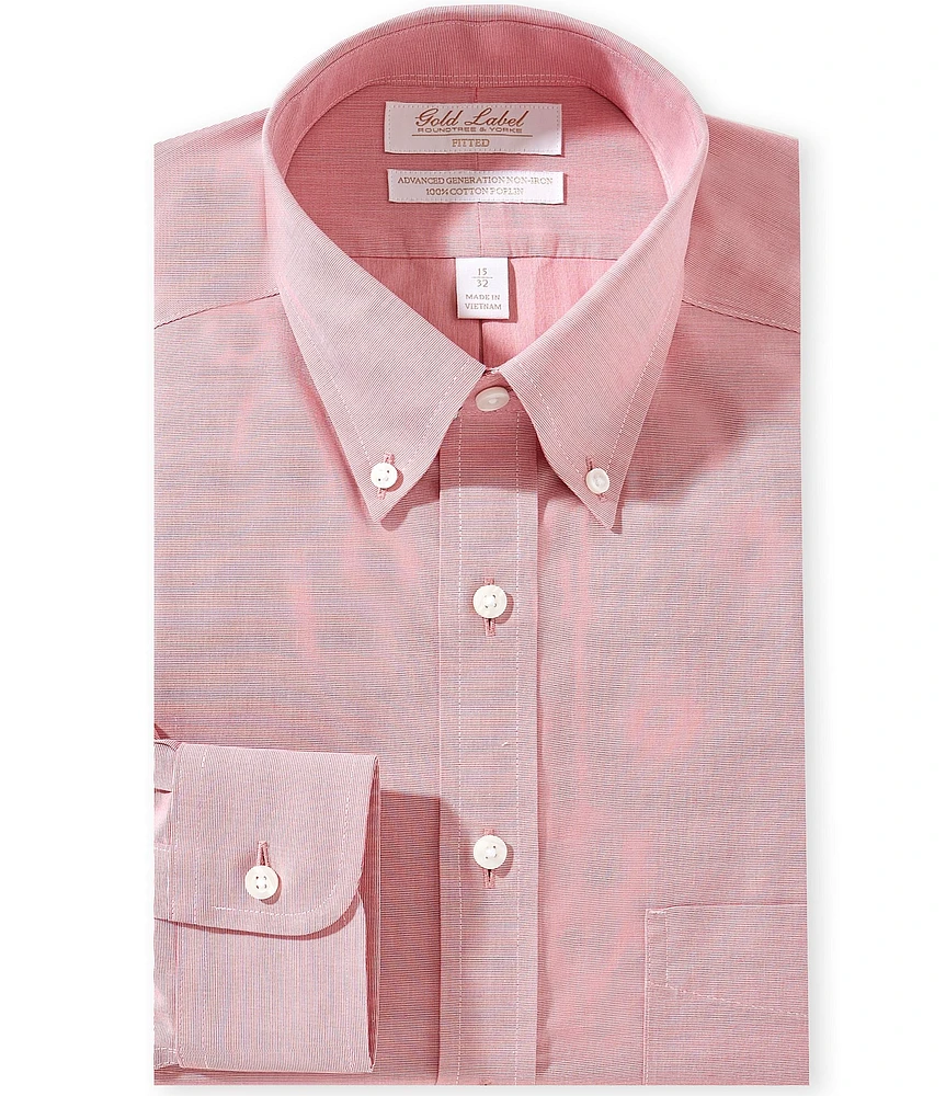 Gold Label Roundtree & Yorke Denton Fitted Non-Iron Button Down Collar Solid Dress Shirt