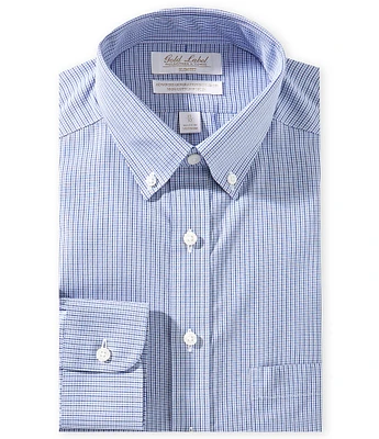 Gold Label Roundtree & Yorke Denton Slim Fit Non-Iron Button Down Collar Checked Dress Shirt