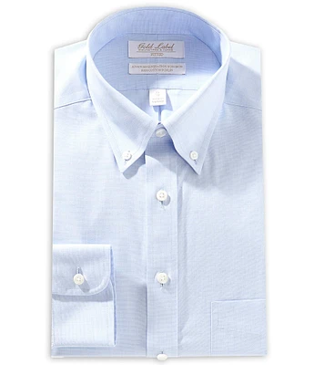 Gold Label Roundtree & Yorke Fitted Non-Iron Poplin Button Down Collar Solid Dress Shirt
