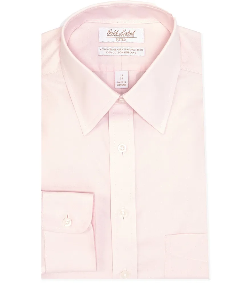 Gold Label Roundtree & Yorke Non-Iron Fitted Point Collar Dress Shirt