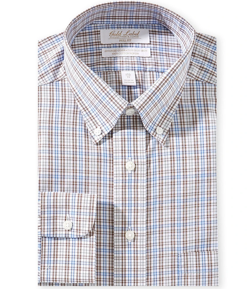 Gold Label Roundtree & Yorke Full Fit Non-Iron Button-Down Collar Checked Dress Shirt