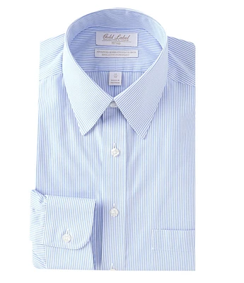 Gold Label Roundtree & Yorke Fitted Non-Iron Point Collar Striped Dress Shirt