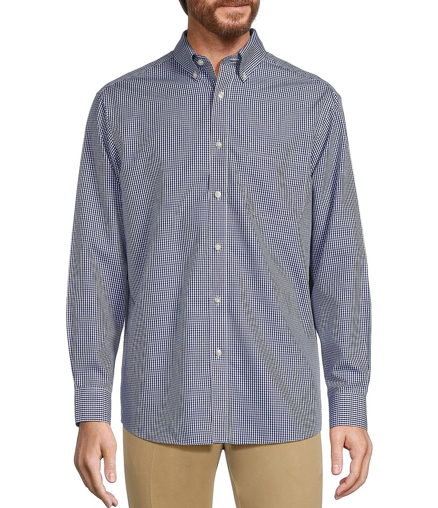 Gold Label Roundtree & Yorke Non-Iron Long Sleeve Small Checked Print Sport Shirt