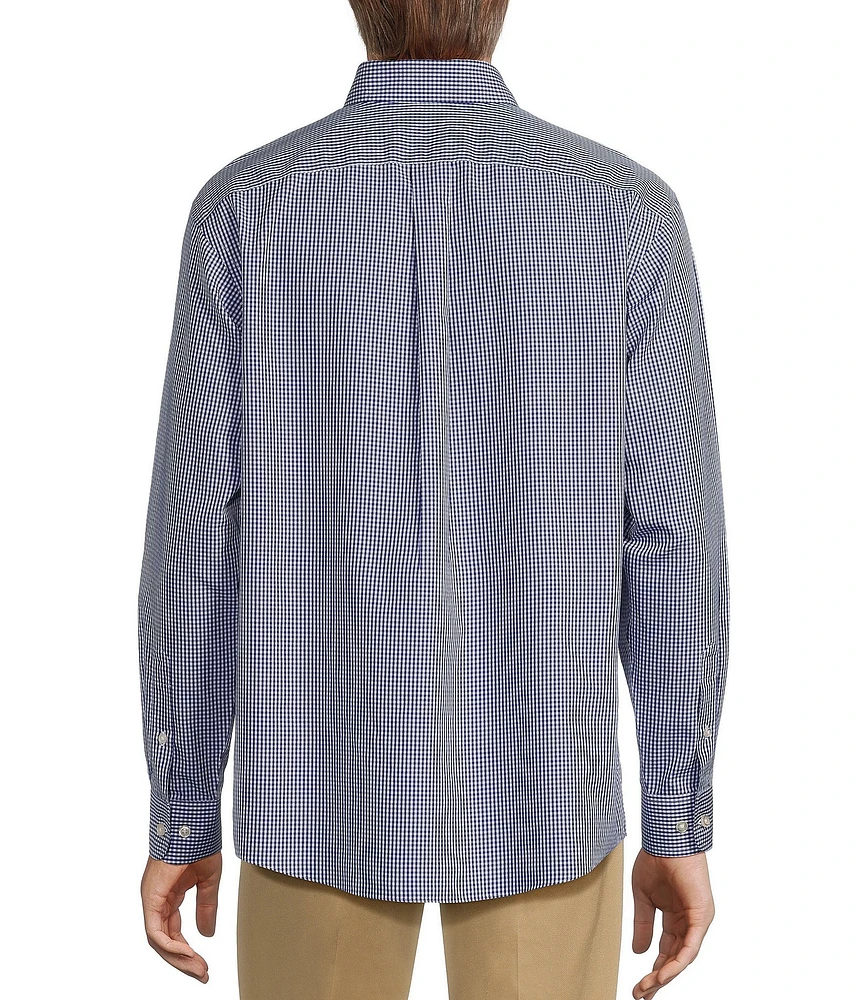 Gold Label Roundtree & Yorke Non-Iron Long Sleeve Small Checked Print Sport Shirt