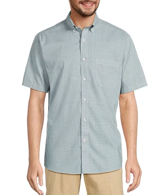 Gold Label Roundtree & Yorke Non-Iron Short Sleeve Gingham Print Sport Shirt