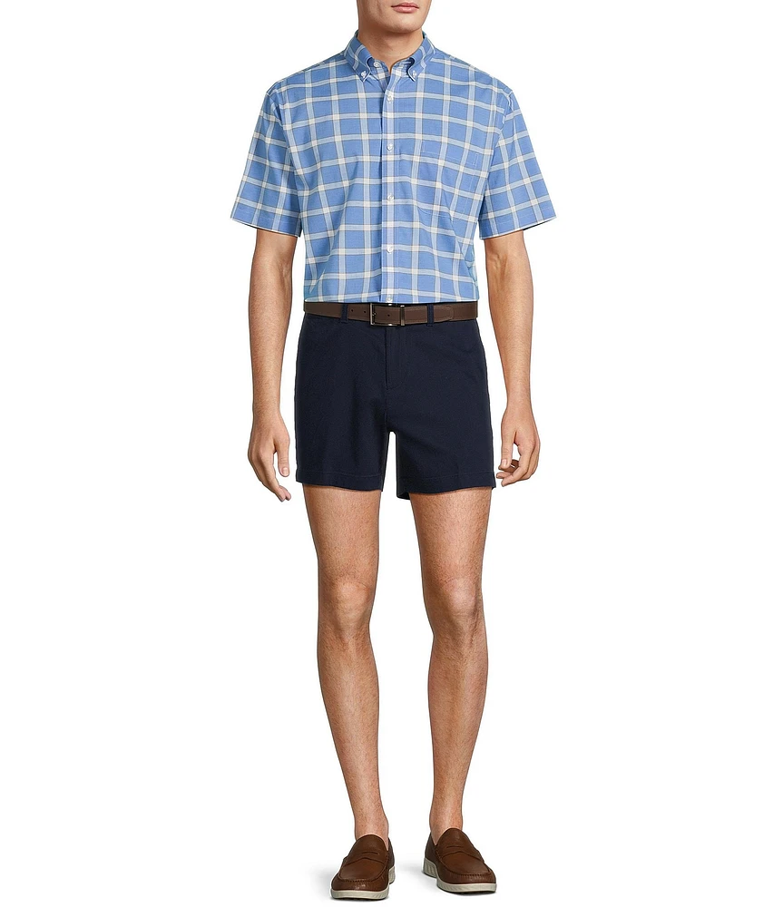 Gold Label Roundtree & Yorke Non-Iron Short Sleeve Large Windowpane Pattern Sport Shirt