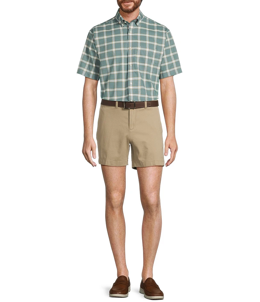 Gold Label Roundtree & Yorke Non-Iron Short Sleeve Large Windowpane Pattern Sport Shirt