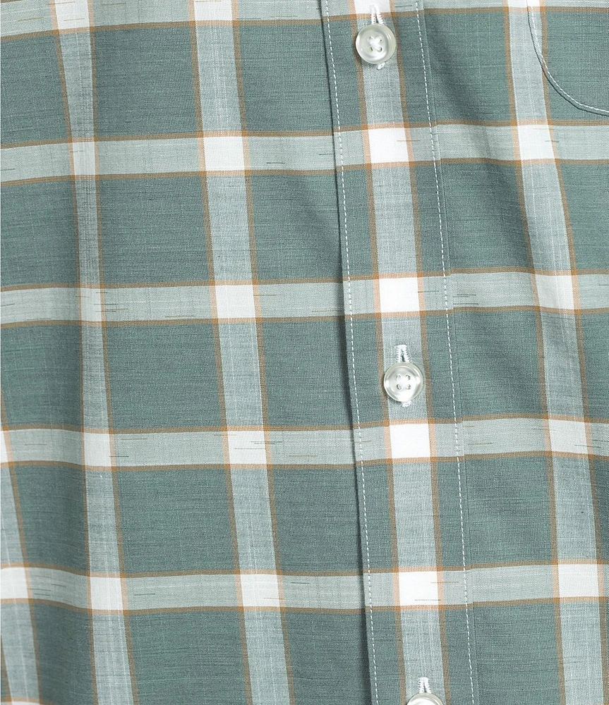 Gold Label Roundtree & Yorke Non-Iron Short Sleeve Large Windowpane Pattern Sport Shirt