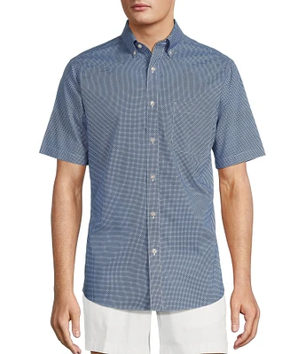 Gold Label Roundtree & Yorke Slim Fit Non-Iron Short Sleeve Geo Print Sport Shirt
