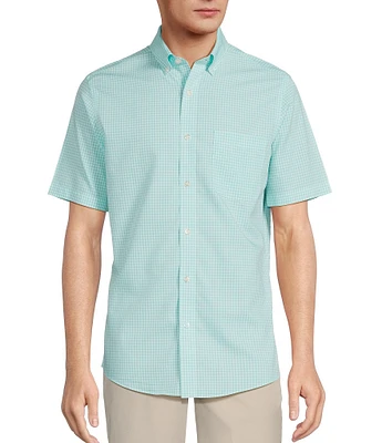 Gold Label Roundtree & Yorke Slim Fit Non-Iron Short Sleeve Gingham Print Sport Shirt