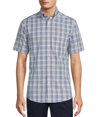 Gold Label Roundtree & Yorke Slim Fit Non-Iron Short Sleeve Plaid Pattern Sport Shirt