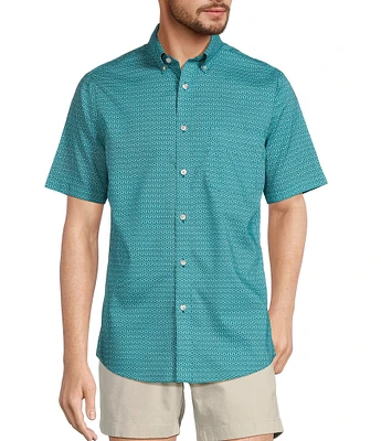 Gold Label Roundtree & Yorke Slim Fit Non-Iron Short Sleeve Shell Print Sport Shirt